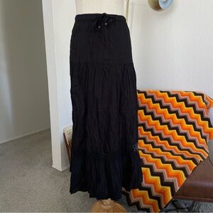 Y2K White Stag Fairy Goth Boho Whimsigoth Beaded Floral Crinkled Skirt